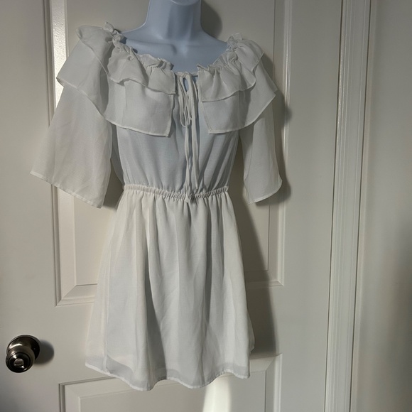 JACK White Short midi Ruffled Top Dress for summer- Size XS - Picture 2 of 6